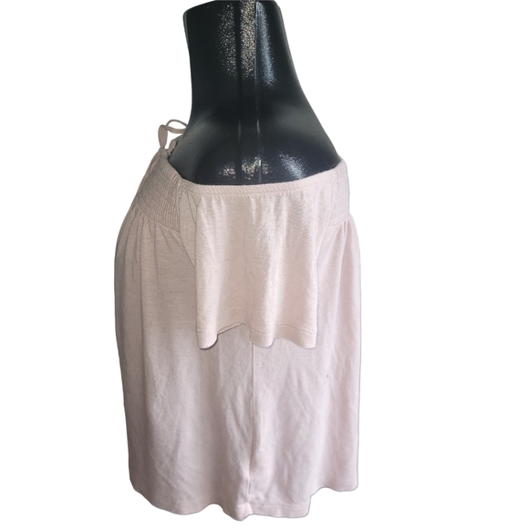 American Eagle Pink Off-Shoulder Lace-Up Crop Short Sleeve Top XS - Picture 4 of 5